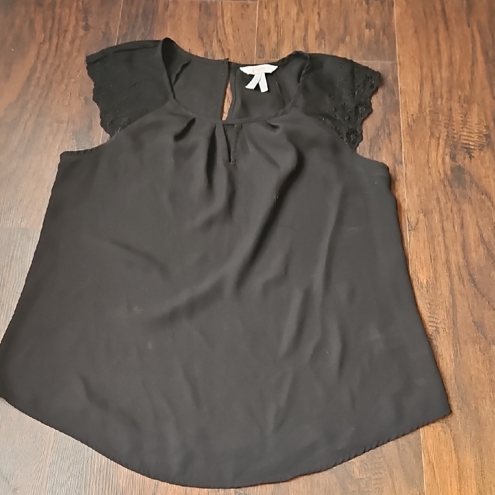 Candie's Elegant Black Top with Lace Sleeves